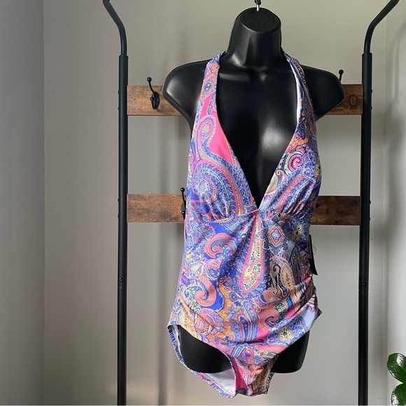 Tommy Hilfiger JAIPUR PAISLEY PROVENCE BLUE MULTI One-Piece Swimsuit size 12 NEW - Picture 7 of 7